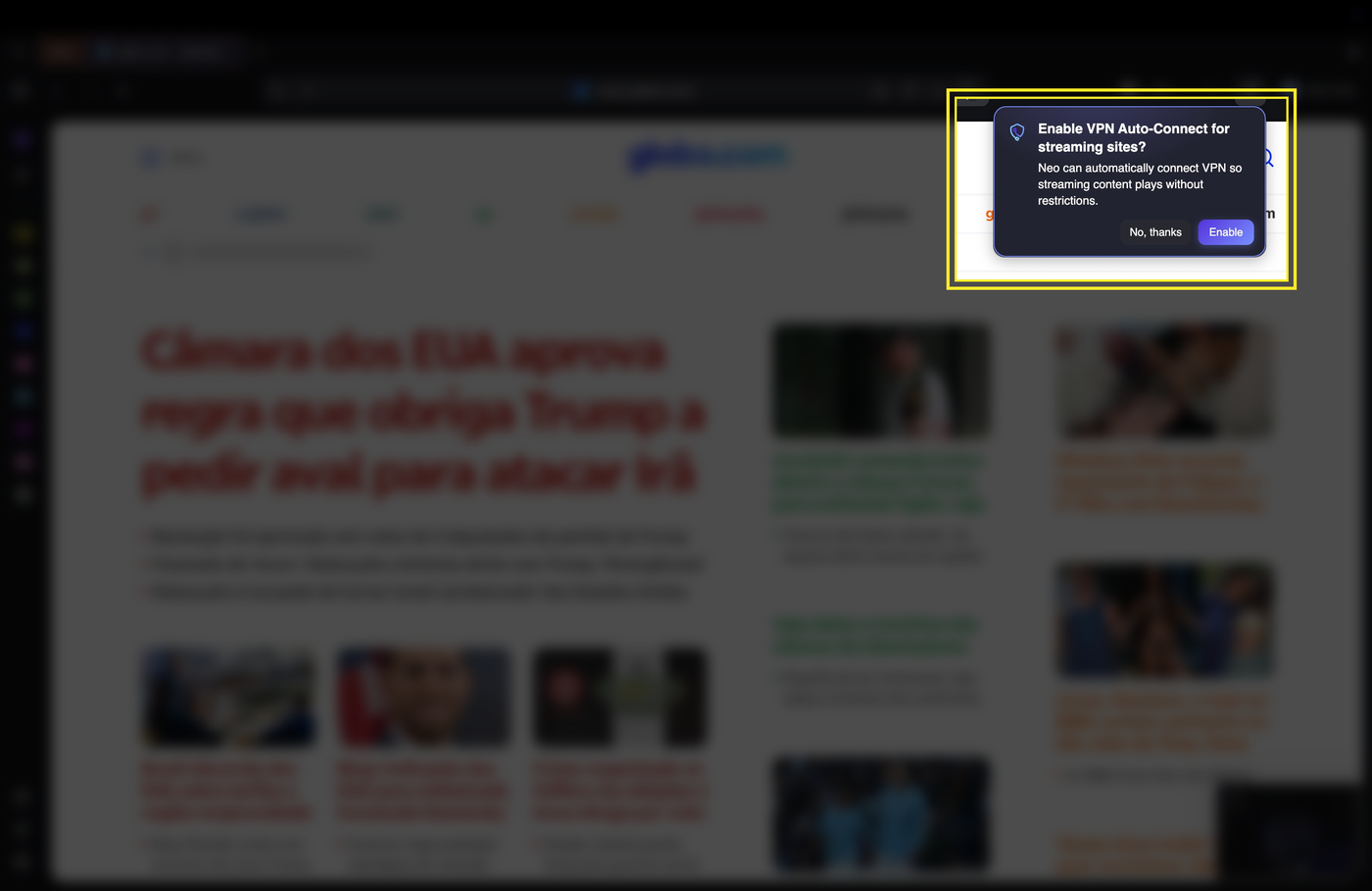Norton Neo automatically connects VPN on streaming sites